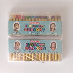 Kangaroo Face & Body Crayons Non-Toxic 2 Packs of 16 Makeup Sticks Face-Painting